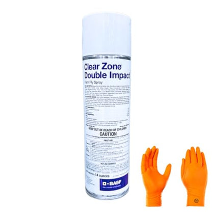 Clear Zone Double Impact Farm Fly Spray - Powerful & Long-Lasting Insect Control with Premium USA Supply Gloves for Safe Eradication & USA Supply Pest ID Card