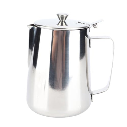 Milk Frother Cup, Stainless Steel Milk Frothing Pitcher, Milk Frothing Jug with Lid and Handle, Frothing Cup Pitcher, Coffee Frothing Mug for Office Home Kitchen (1500ML) - size: 1500ML