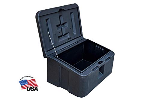 Buyers Products 9031105 Heavy Duty 35 Gallon Poly Storage Bin, Black | Weather-Resistant 35 Gallon Storage With Lockable Lid, Forklift Slots And Stackable, Corrosion-Free Construction And Gear - size: 36 Gallon Capacity