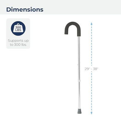 Drive Medical Round Handle Aluminum Walking Cane with Foam Grip, Silver - size: 1 Count (Pack of 1)
