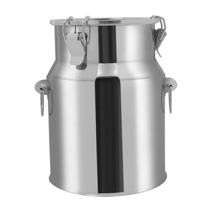 5L Stainless Steel Milk Can, Heavy Duty Food Storage & Transport Container for Dairy, Wine, Grains, Ideal for Home, Farm & Commercial Use, Without the Faucet - size: 5