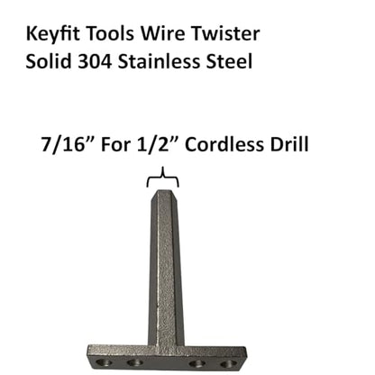 Keyfit Tools Wire Twister Fence Wire Twisting Tool Drill Power Installation Chain Link Wire Rebar Tie Up To 3/16" 7 gauge Wire ~Professional Grade 416 Heat Treated Heavy Duty Stainless Steel