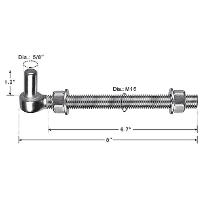 Insaga M16x 8'' J-Bolt Gate Hinge, 304 Stainless Steel J-Bolt Post Hinge for Farm Gate, 5/8" Male Pin J-Bolt Hinge for Chain Link Fence Gate, Gate Hinges for Metal Gates (4Pcs) - color: M16-8''-4PCS