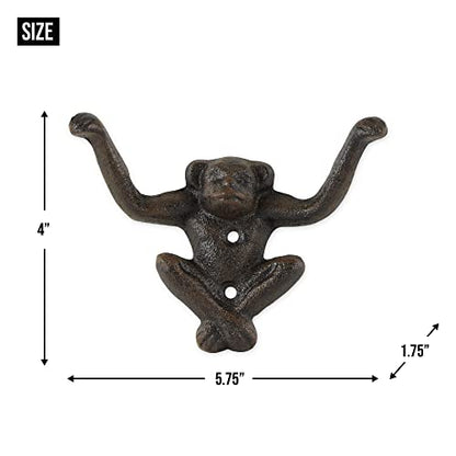 DII Cast Iron Decorative Wall Hook Set, Monkey, 2 Count - size: Monkey