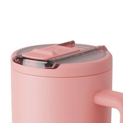 BrüMate Era Flip 30oz Tumbler with 100% Leakproof Covered Straw Lid | Hygienic Covered Straw | Insulated Stainless Steel Water Bottle with Handle | Cup Holder Friendly | BPA-Free (Guava) - color: Guava, size: 30 Ounces