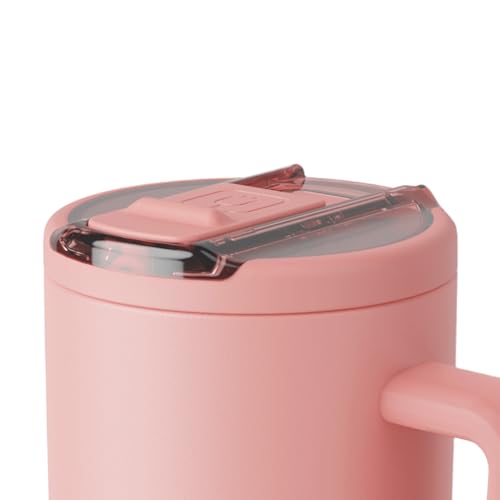 BrüMate Era Flip 40oz Tumbler with 100% Leakproof Covered Straw Lid | Hygienic Covered Straw | Insulated Stainless Steel Water Bottle with Handle | Cup Holder Friendly | BPA-Free (Guava) - color: Guava, size: 40 Ounces