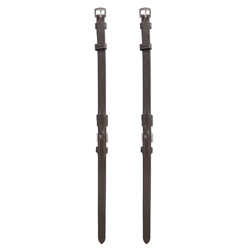 English Bridle Cheek Pieces– 5/8" (16mm) Leather Replacement Cheekpieces with Buckle Fastening – Premium Vegetable-Tanned Leather Horse Tack – Stainless Steel Hardware – Full Size - color: Havana Brown, size: Over/Warm Blood Size