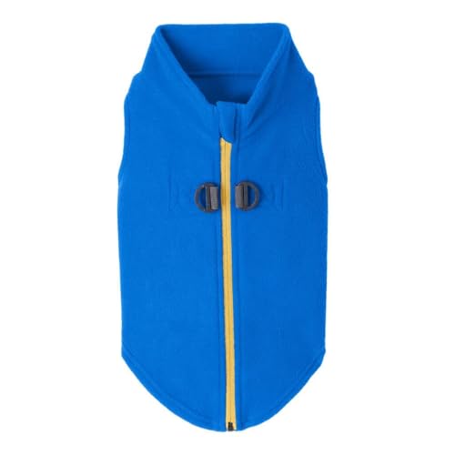 Gooby Zip-Up Fleece Dog Sweater, Blue, X-Small - color: Blue, size: X-Small chest (~11")