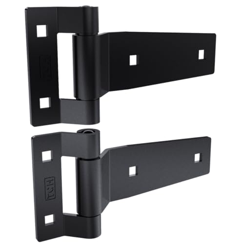 TCH Hardware 5" Stainless Steel Strap Tee T Hinge | Heavy Duty | Garage, Barn Door, Gate, Shed, Cargo Box, Trailer and Truck Strap T Hinge | (2 Pack, Black) - color: Black, size: 5 Inch