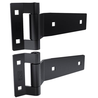 TCH Hardware 5" Stainless Steel Strap Tee T Hinge | Heavy Duty | Garage, Barn Door, Gate, Shed, Cargo Box, Trailer and Truck Strap T Hinge | (2 Pack, Black) - color: Black, size: 5 Inch
