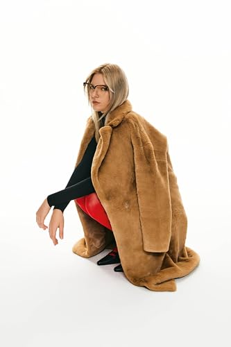 Orolay Women's Fuzzy Fleece Winter Jacket Faux Fur Lapel Coat Mid-Length Sherpa Teddy Coat - color: Khaki, size: X-Small