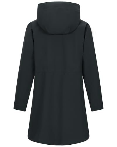 33,000ft Women's Waterproof Rain Jackets Long Rain Coats with Hood - color: Black, size: X-Small