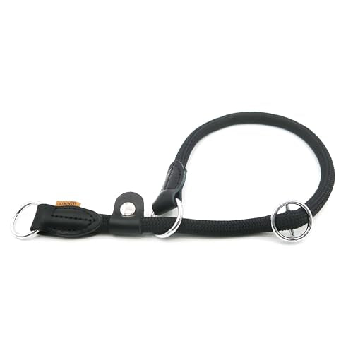 Braided Round Martingale Dog Collar, Training Collar with Slidable Stop Ring and Adjustable Stopper - Ideal for Large Dogs (L(1/2") - 20" Long, Black) - color: Black, size: L(1/2") - 20" Long with stopper