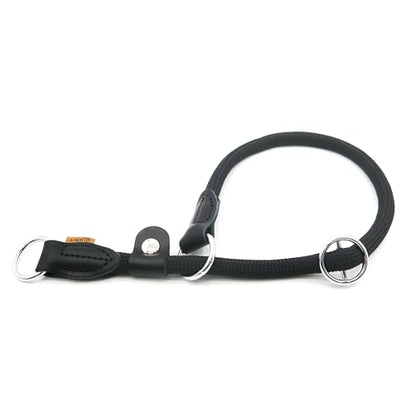 Braided Round Martingale Dog Collar, Training Collar with Slidable Stop Ring and Adjustable Stopper - Ideal for Large Dogs (L(1/2") - 20" Long, Black) - color: Black, size: L(1/2") - 20" Long with stopper