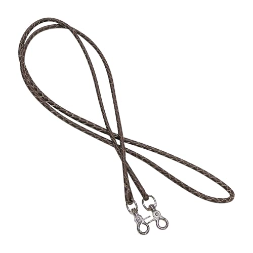 M-Royal Braided Brown Leather Western Roping Reins – 4 Plait Leather Horse Reins with Heavy Nylon Core & Quick Release Snaps, 7 ft