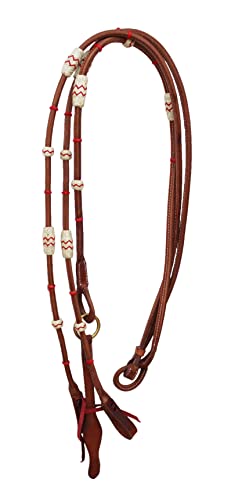 CHALLENGER USA Horse Western Tack Leather Rawhide Romal Reins 66RT36 - color: Tan red