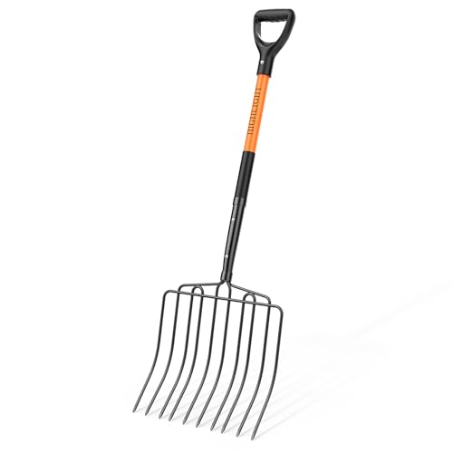 HIGHLIGHT Pitch Fork Pitchfork,10-Tine Wide 45Inch Fiberglass Manure Fork