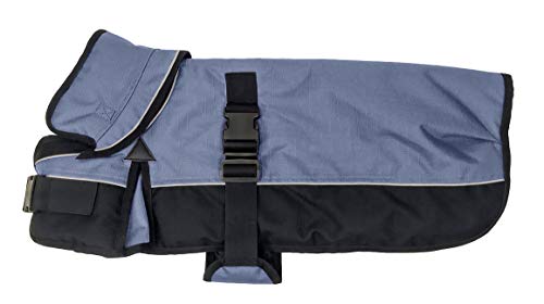 Derby Originals Ruff Pup 1200D Ripstop Waterproof Reflective Winter Dog Coat with Neck Cover and Harness Compatible Opening 220G, charcoal/black, "22""" (80-8127) - color: Charcoal/Black, size: 22"