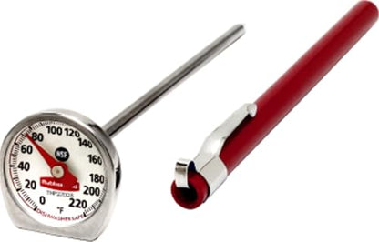 Rubbermaid Commercial Products Food/Meat Instant Read Thermometer, Pocket Size, Dishwasher Safe, Red, For Meat/Food Cooking and Grilling/Oven - style: Food Thermometer