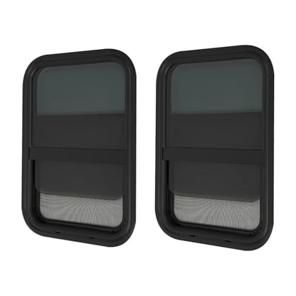 Vertical Sliding Black RV Window for Teardrop, Cargo, Horse Trailer, Marine Camper Window Replacement,15" Wide x 22" Tall, 2 Pack (15"x22") - size: 15"x22"
