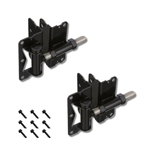 Advantage Industries Self-Closing Gate Hinge for Aluminum Gate | Powder-Coated Stainless-Steel Hinge | Horizontal Adjustable | Heavy-Duty Enclosed Spring | 2-Side Gate Attachment (Pair) – Black - color: Black