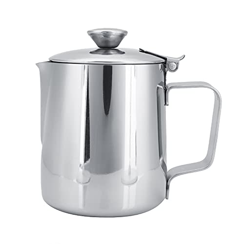 Milk Frothing Pitcher Stainless Steel Coffee Milk Frother Cup Mug Foam Making Jug with Lid for Making Espresso Cappuccino Latte Hot Chocolate (350ml) - size: 350ml