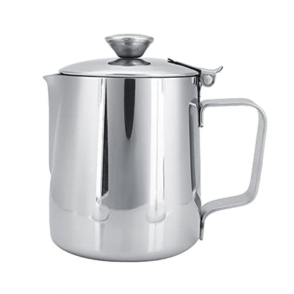 Milk Frothing Pitcher Stainless Steel Coffee Milk Frother Cup Mug Foam Making Jug with Lid for Making Espresso Cappuccino Latte Hot Chocolate (350ml) - size: 350ml