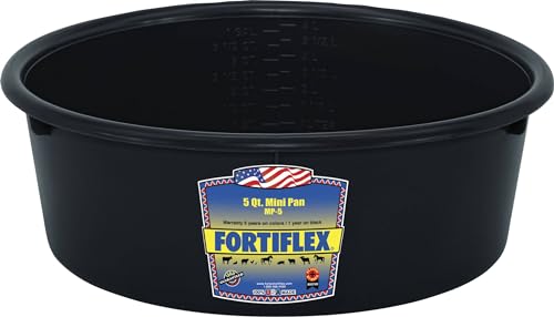 Fortiflex Mini Feed Pan for Dogs and Horses, 5-Quart, Black
