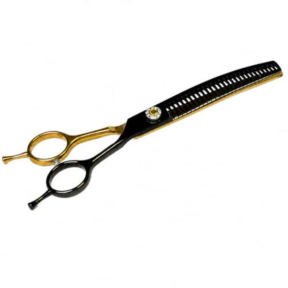 7" Curved Thinner Dog Scissor, Curved Chunker Scissors, 28 Teeth - size: Curved Chunker
