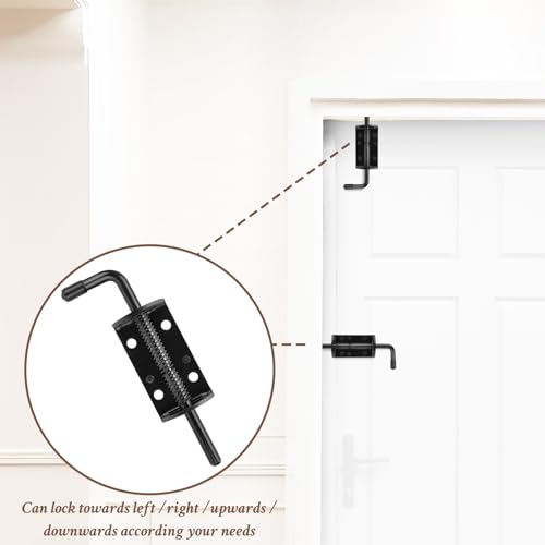 Spring Loaded Gate Latch Pin Barrel Bolt 6in Durable Solid Steel for Shed Doors Wood Metal Gate Black - 2pcs - style: Black 6in 2pcs