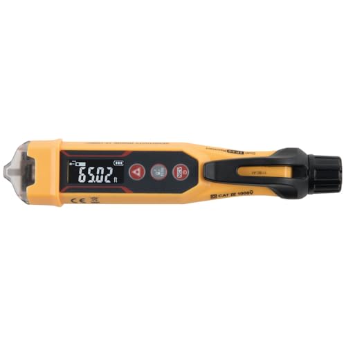 Klein Tools NCVT-6 Non-Contact Volt Tester, 12 - 1000V AC Pen with Integrated Laser Distance Measure, LED and Audible Alarms, Pocket Clip - style: with Laser Distance Meter
