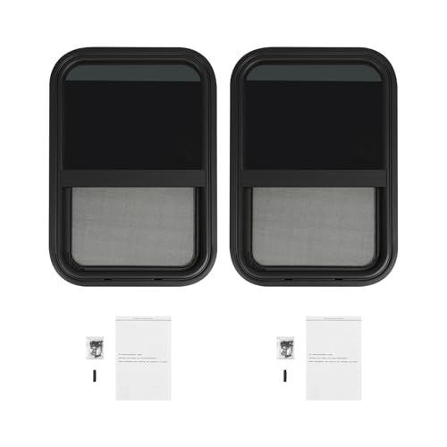 Vertical Sliding Black RV Window for Teardrop, Cargo, Horse Trailer, Marine Camper Window Replacement,15" Wide x 22" Tall, 2 Pack (15"x22") - size: 15"x22"