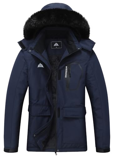MOERDENG Women's Ski Jacket Waterproof Warm Winter Coat - color: Navy, size: Medium