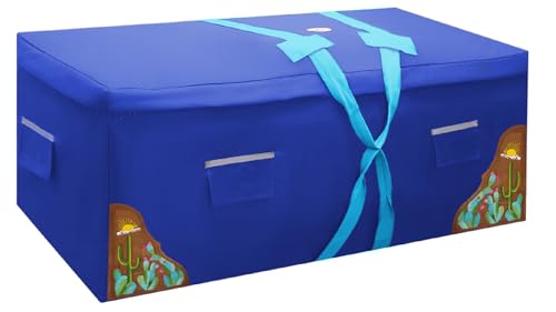X-Large Hay Bale Bag – 52"x20"x28" Waterproof 1200D Nylon with Patented Ventilation Windows, Hand-Tooled Cactus Sunrise Leather Corners, Fits 3-String California Bales, Great for Shows