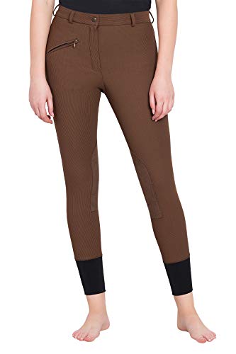 TuffRider Ladies Minerva 3 Season Printed Knee Patch Tights - color: Chocolate, size: 26