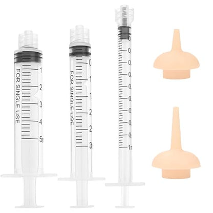 Pet Feeding Syringe with Nipple, Silicone Feeding Tools for Kitten Puppy Feeding Syringe for Newborn Cat Dog Small Animals Rabbits (1ml+3ml+5ml+2 Nipple) - color: 1ml+3ml+5ml+2 Nipple