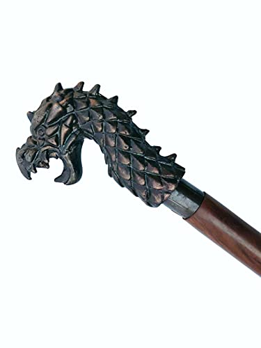 Brass Handle Victorian Telescope Foldable Wooden Walking Stick Cane Ideal Vintage Gift Men Women Father/Mother - style: Dragon