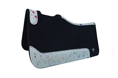 Horse 32" x 30" Western Contoured Wool Felt Therapeutic Saddle Pad 39233 - color: Black Multicolor Hair-on