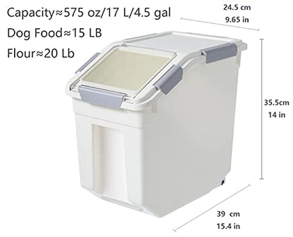 LISM 2 Pack Dog Food Storage Container with Scoop,Large Airtight Pet Dog Food Bin,Container for Dog Treats Rice,Dog Cat Dry Food Bin,Baking Supplies,Flour,Rice,Kitchen Pantry Cereal(15 LB)