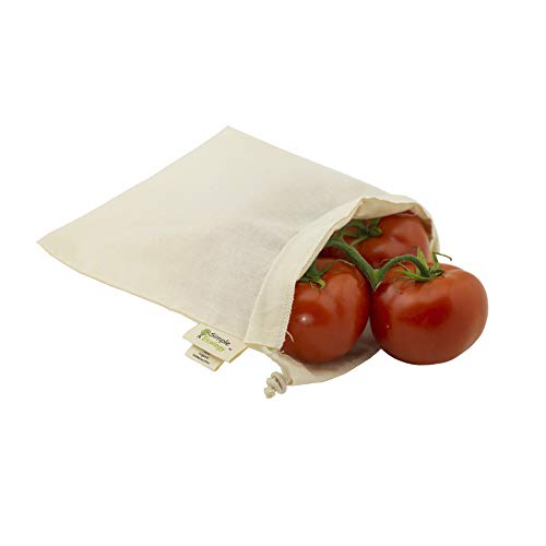 Simple Ecology Reusable Grocery Produce Shopping and Storage Bags, Organic Cotton Muslin, Small 3 pack - size: Small (8"x10") - 3 Pack
