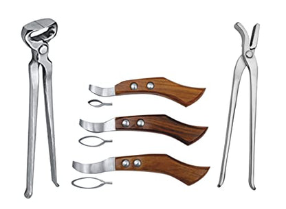 Hoof Nipper 12" with Horse Shoe Hoof Nail Clincher & Farrier Loop Knives Hoof Knife Set – Premium Vanadium Steel Farrier Tool Kit for Professional Horse Hoof Trimming & Shoeing
