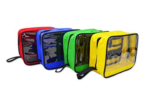 Lightning X Products Premium Color Coded Organizer First Aid Kit Accessory Pouches - Extra Large - Zippered Bag with Transparent Window - Set of 4 for EMT, Trauma, IFAK Medic Kits