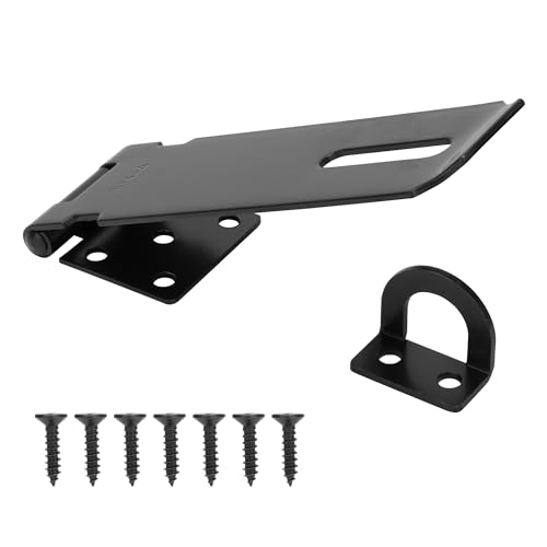 5" Door Padlock Safety Hasp Latch, Door Hasp Clasp Lock Gate Shed Hasp Latch Lock for Door Window Cabinet Pet Cage Toolbox Shed Fence, 304 Stainless Steel, Matte Black Finish, 1 Pack - size: 5 Inch