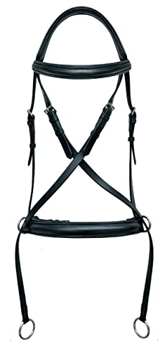 Horse English Leather Padded Bitless Training Bridle Reins 805EB08 - color: Black