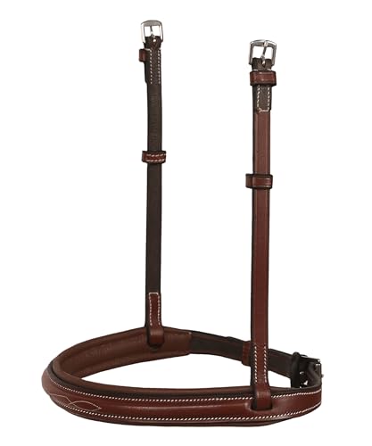 Exion English Hunter Bridle with Designer Stitched Browband & Hunter Noseband – Anatomical Mono Crownpiece, Padded Noseband, Rubber Reins – Horse, Cob, Pony, Oversize – Black, Havana, Oak Brown - color: Reddish Brown, size: Cob/Medium Size