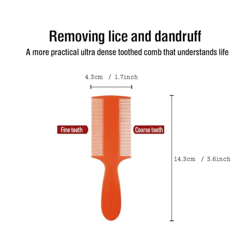 Plastic Double Sided Fine Tooth Lice Comb with Handle, Dandruff,Lice,Pet Flea Comb for Babies Adults Pets Dogs Cats etc(6 Colors)