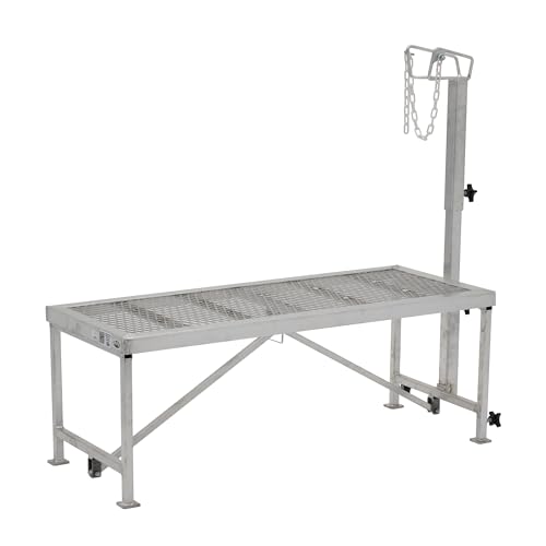 Weaver Livestock Narrow Trimming Stand 20”, Aluminum Adjustable Headpiece, Stable Base & Rounded Edges, Professional Livestock Grooming Table for Show Prep