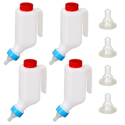 Lamb Bottle Goat Nipples 500ml Baby Goat Nursing Bottles & Replacement Nipples Hang Upside Down Livestock Milk Bottle Bottles for Fawns Sheep (4pcs Bottles & 4pcs Nipples) - color: 4pcs bottles & 4pcs nipples