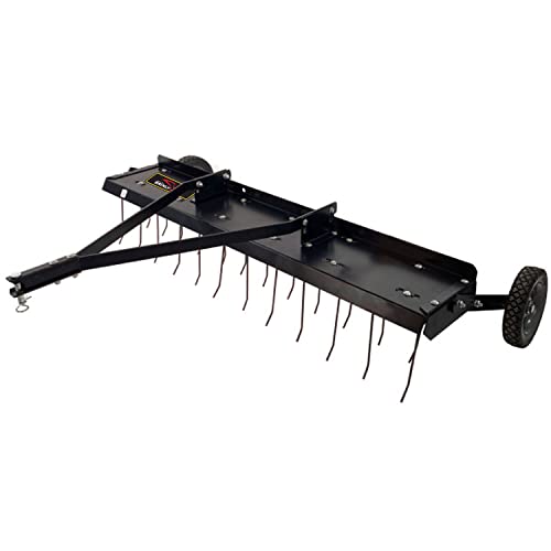 Brinly 48" Tow Behind Grass Dethatcher, Removes Thatch on Large Lawns in Less Time - Flat Black - color: Flat Black