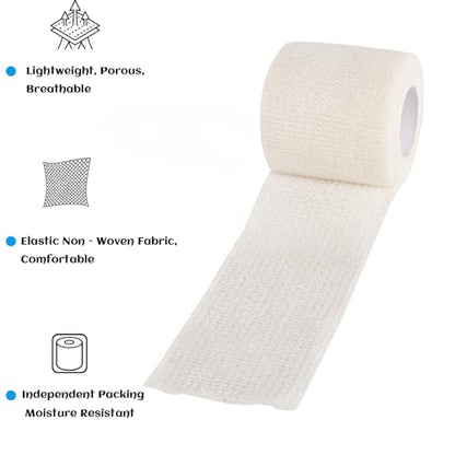 36 Rolls Elastic Self Adhesive Bandage Wrap 2 Inch, Breathable Non Woven Cohesive Bandage, Vet Wrap for Dogs, Ankle Sprains Swelling Self Stick Bandage Wrap, Sports Athletic Tape White - color: 2 Inch-36 Count White